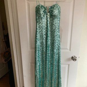 Aqua sparkly long dress - size Small (NWT)